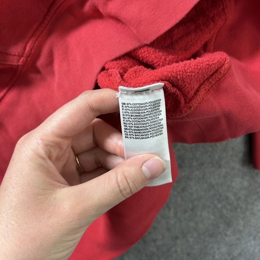 The North Face Sweater Mens Medium Red Pullover Hoodie Cotton Blend Pocket